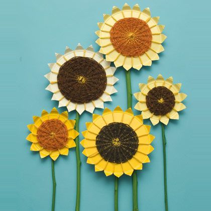 gewebte sonnenblumen Diy Selbermachen Sonnenblume gewebte sonnenblumen Diy Selbermachen Sonnenblume