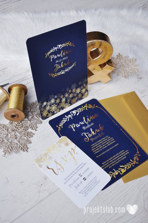 Oryginalne Zaproszenia ślubne Eleganckie Zimowe Wesele Boże