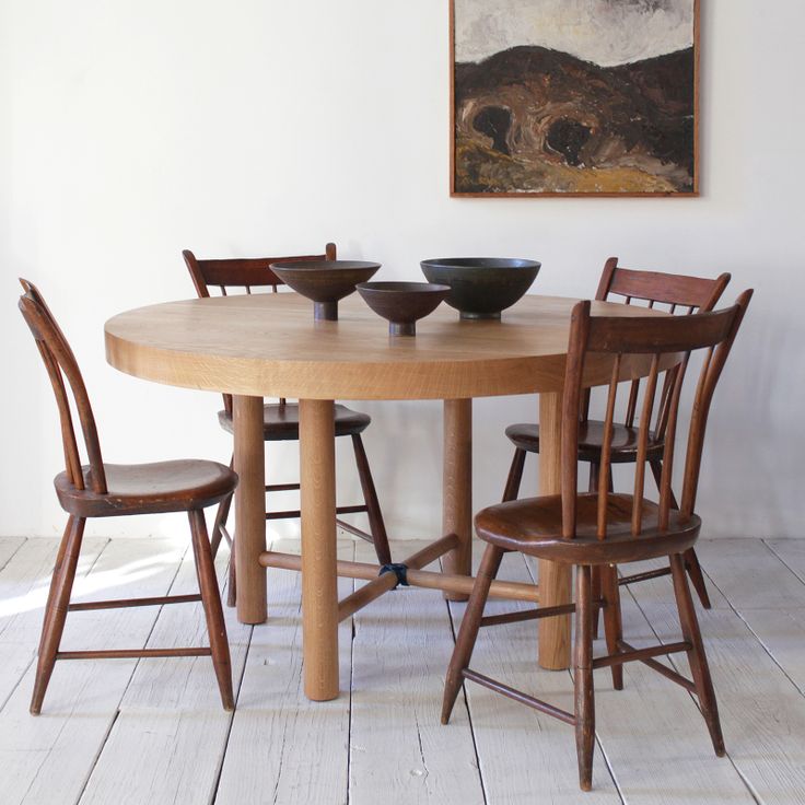 Nickey Kehoe S Latest Dining Table Is The Nk 50 Round Paired With Rustic Cha Circular Chairs Circular Dining Table, 50 Dining Table Round