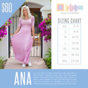 here is the sizing chart for the lularoe ana dress lularoe size chart
