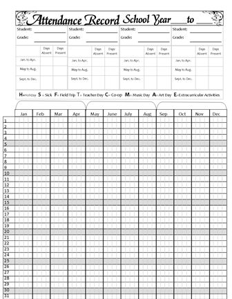 teachers attendance sheet