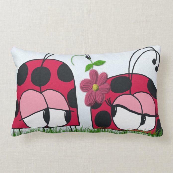 Adorable Ladybug Wooing His New Love Cartoon Lumbar Pillow Zazzle Com In 2021 Lumbar Pillow Pillows New Love