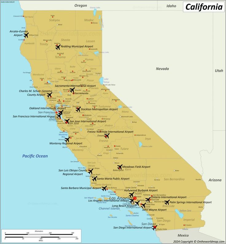 Map Of Primary Airports In California 6d88c098b9085b63c1f6de594ae33145