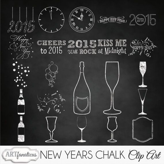 Happy New Years Holiday Clipart New Years Chalk Chalk Bottles