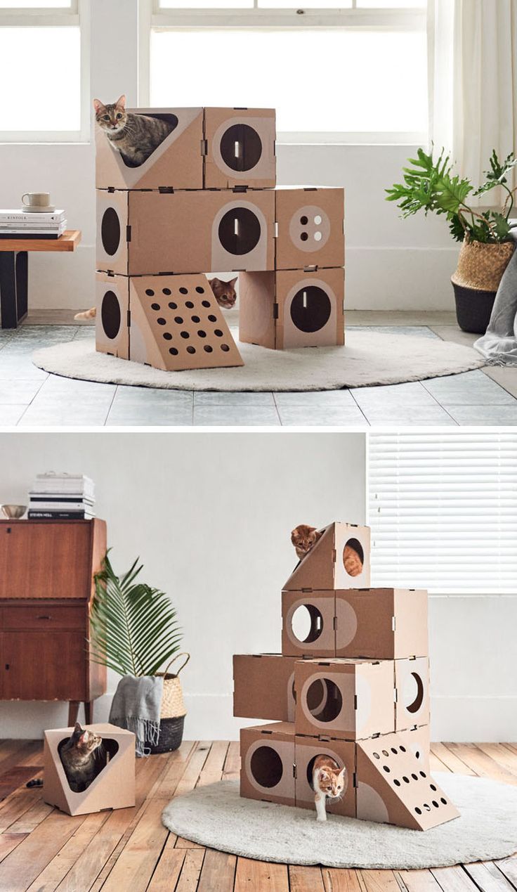 Das Designstudio A Cat Thing hat ein lustiges Katzenmöbel aus Pappe geschaffen,...