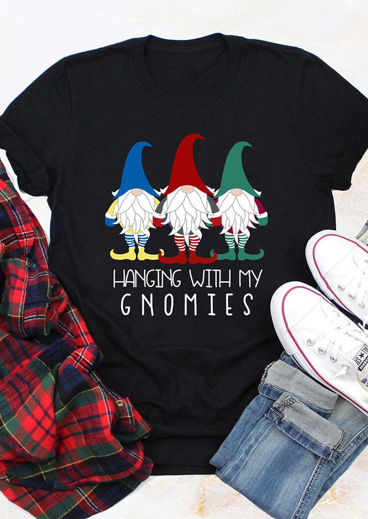 Download Christmas Hanging With My Gnomies T-Shirt Tee - Black ...