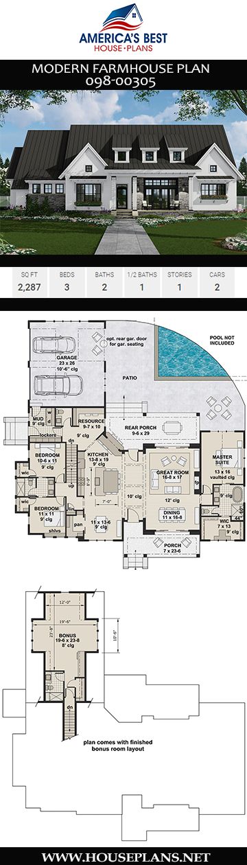 Modern Farmhouse Plan 098-00305