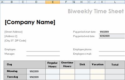 microsoft office timesheet