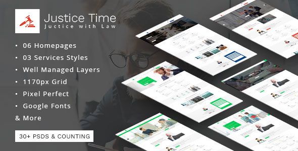 Justice Time - Law Firm and Lawyer PSD Template by xaraartech 50 OFF : Discounted Price of $10 ¨C Limited Time Offer ¨C Price discounted from $20 The Justice Time PSD template is a clean, moder