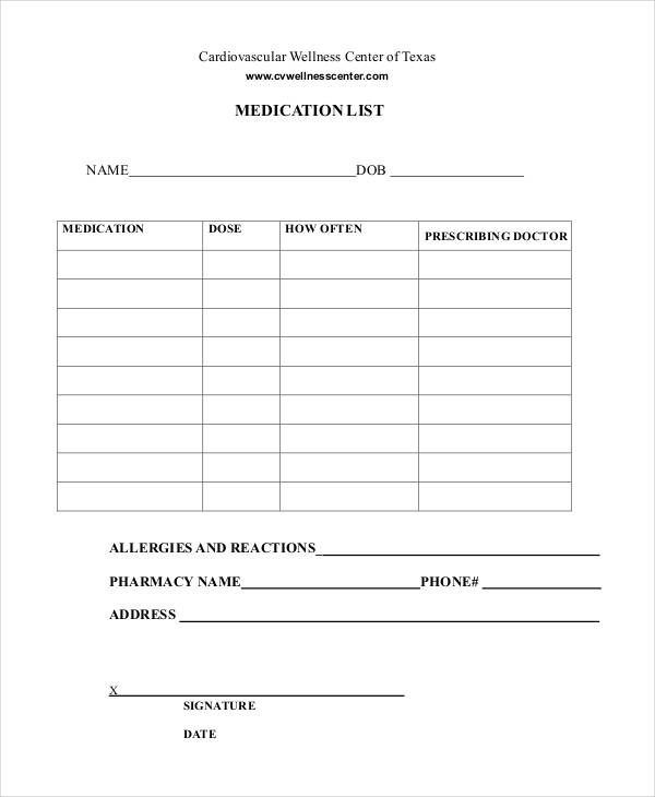 Free Printable Medication List Template - http://www.valery-novoselsky.org/free-printable-medication-list-template-2237.html