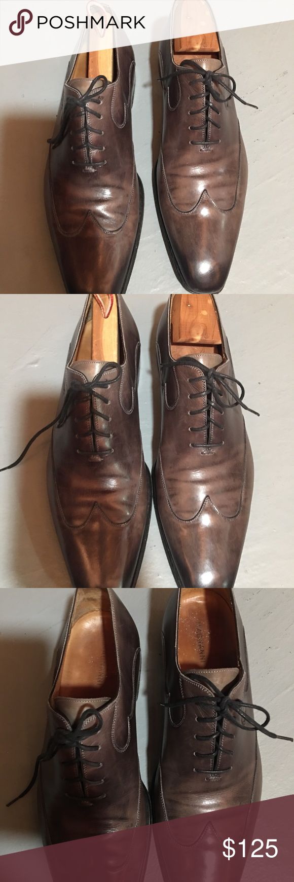 Magnanni leather shoe for men. Magnanni men’s shoe. Brown lace up. Size 10. Go...