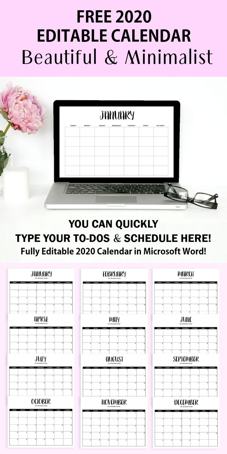 free fully editable 2020 calendar template in word free calendar 2020 ms word