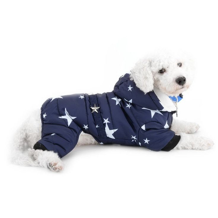 Selmai Snowsuit For Small Dogs Fleece Lined Star Belt Hooded Jumpsuit Four Legs Pants Winter Coats Puppy Doggie Chihuahua Clothes Dog Cat Selmai Snowsuit For Small Dogs Fleece, Small Dog Winter Coats With Legs