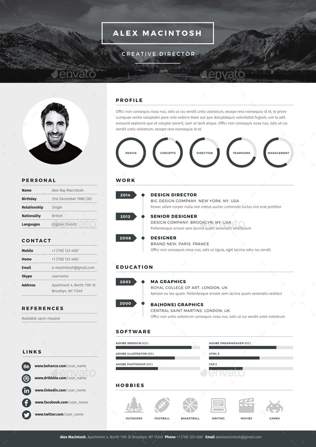 indesign resume template
