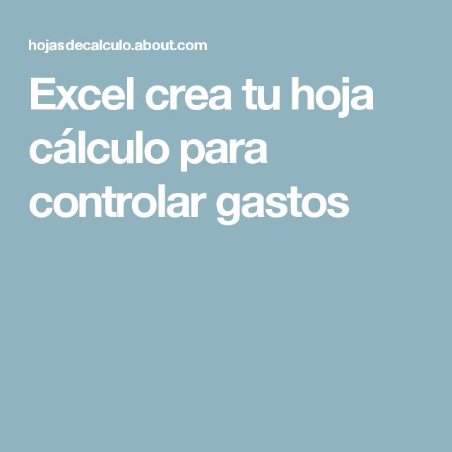 hoja de excel para control de gastos personales