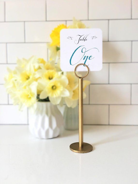 Gold Floral Table Number Or Place Card Holder Bhldn Wedding Tablescapes Leaf Cards Gold Place Card Holder Floral Table Numbers