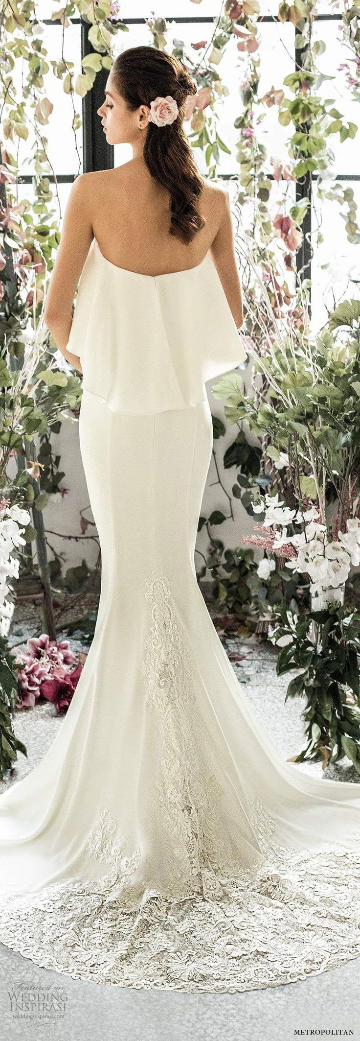 metropolitan spring 2020 bridal strapless semi sweetheart clean minimalist sheat...