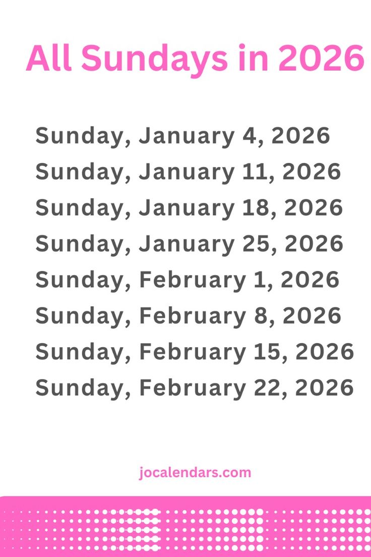 Sundays in 2026 en 2024 Sundays in 2026 en 2024