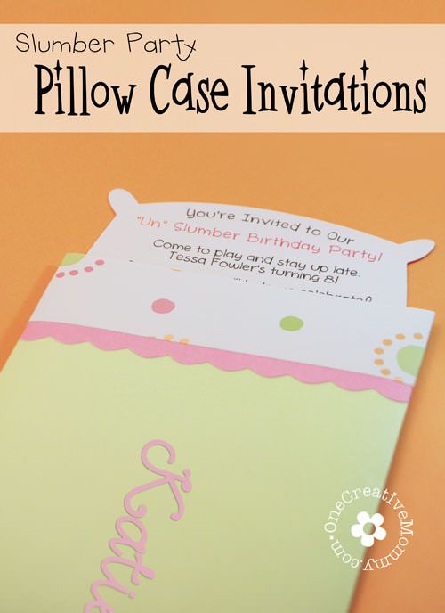 pillow case un slumber party invitations daytime slumber party