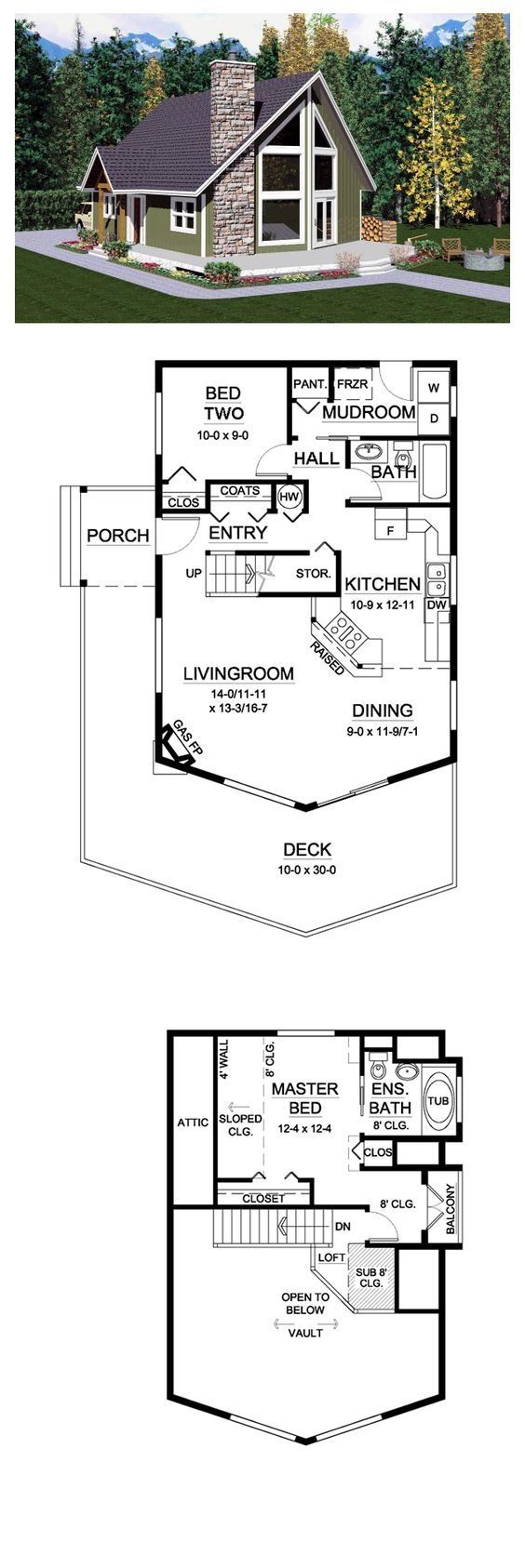 Cottage Style COOL House Plan ID: chp-49917 | Total Living Area: 1172 sq. ft., 2...