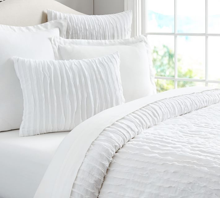 Camille Cotton Duvet Cover White Covers Camille Cotton Duvet Cover White, Cal King White Bedding