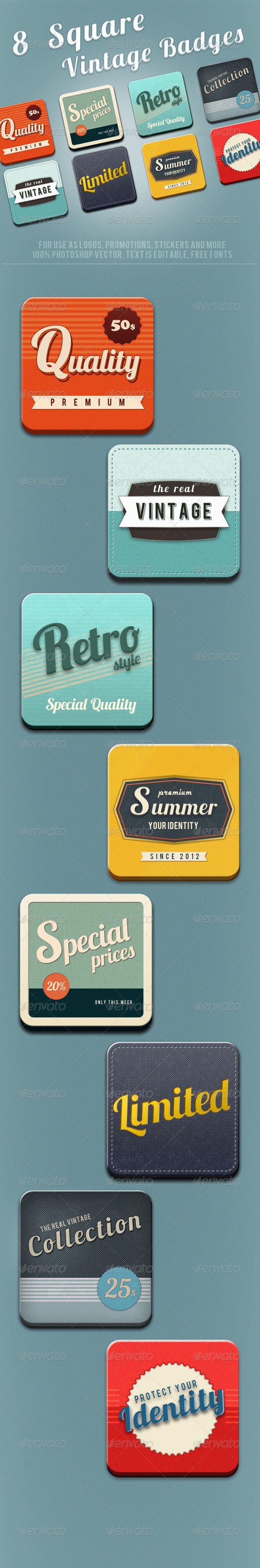 256 best artwerk & photography images on Pinterest 8 Square Vintage Badges