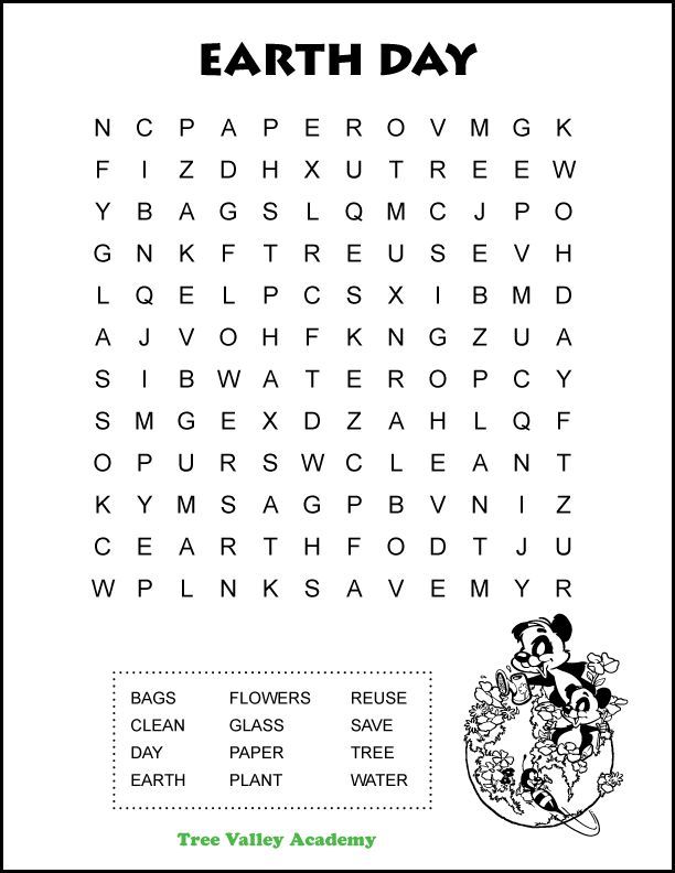 Easy Earth Day Word Search Writing Words Lettering Hidden Words