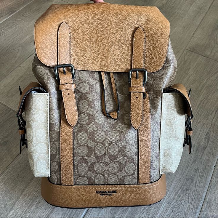 Coach Bags Coach Hudson Backpack In Colorblock Signature Canvas Color Brown Orange Size Os
