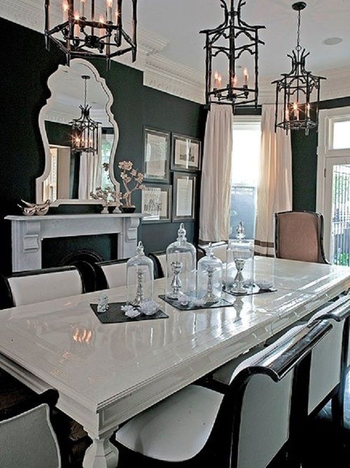 160 Best Black And White Dining Room Images On Pinterest Home Lighting For Dining Room Isabella Max Rooms Glamour Row House