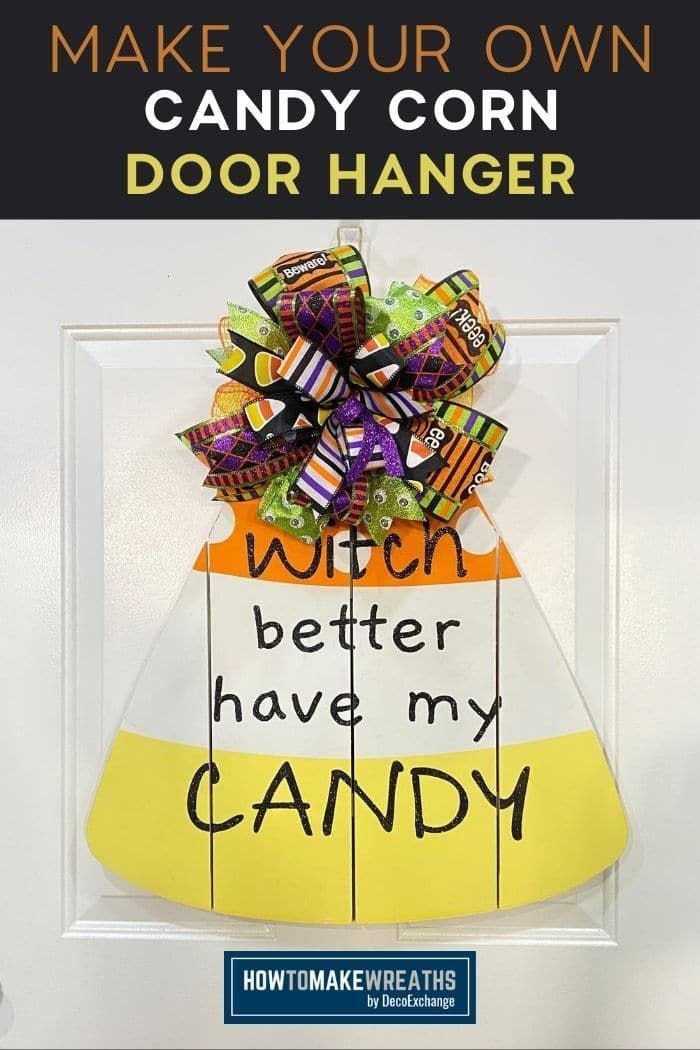 Make Your Own Candy Corn Door Hanger Door Hangers Boho Wall Decor Diy Pumpkin Door Hanger