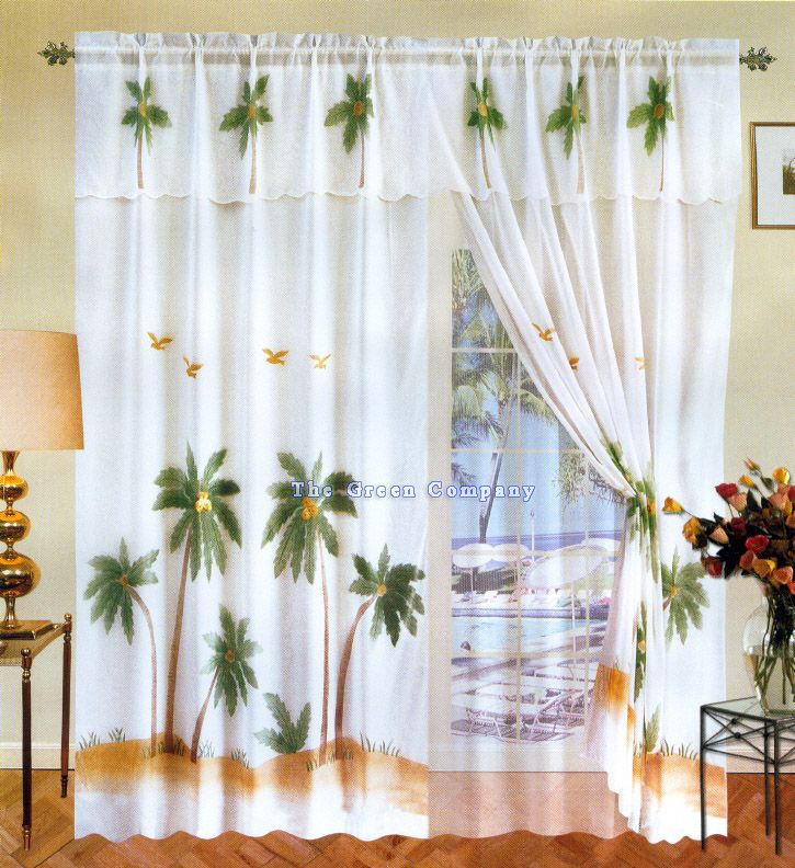 Palmtreeseercurtais White Beach Palm Tree 6pc Window Palmtreeseercurtais White Beach Palm Tree 6pc Window