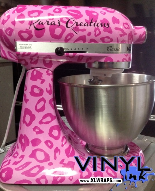 Customized Hot Pink Cheetah Print Vinyl Wrap For White Kitchenaid Customized Hot Pink Cheetah Print Vinyl Wrap For White Kitchenaid Tabletop Stand Mixer We Customize These Guys 250 Including Desi Kitchen In
