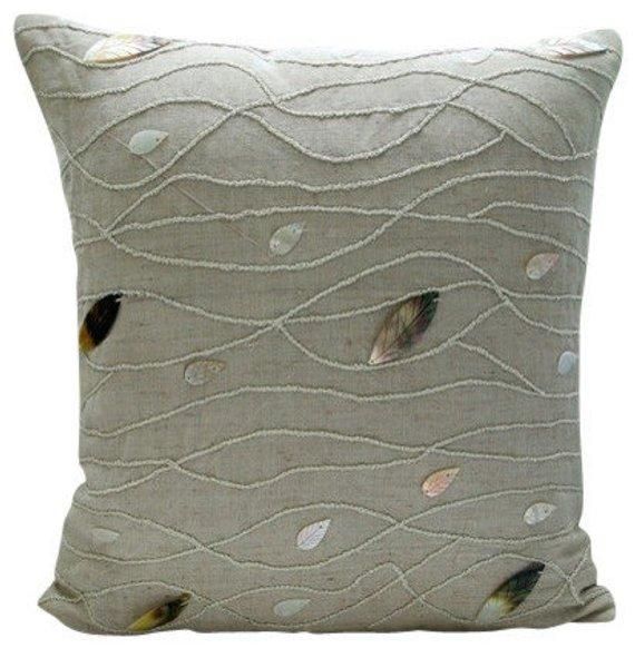 Natural Beige Cotton Linen Throw Pillow French Linen Square pillow case The