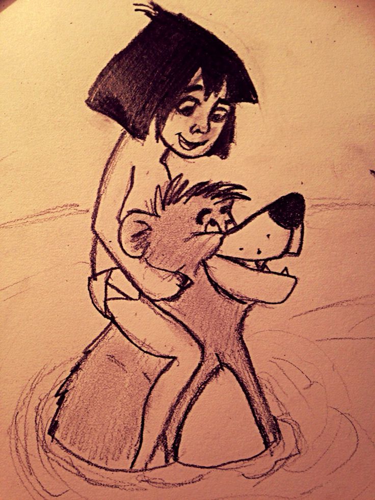 Mowgli and baloo from the jungle book drawn with pencil disney Mowgli and baloo from the jungle book drawn with pencil disney