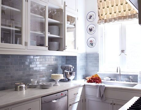 Cool Blue Gray Kitchen A Backsplash Of Metro Subway Tile Cool Blue Gray Kitchen A Backsplash Of Metro Subway Tile Is Paired With W In 2018