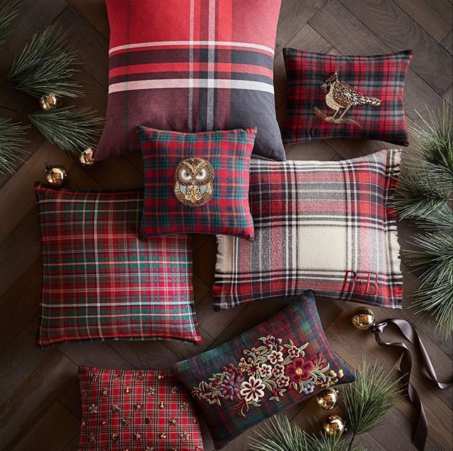 Plaid tidings! Head in stores or online Classic Tartan Pillow Cover, RedChili