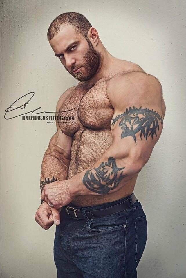 Hairy tattoo rammed muscle