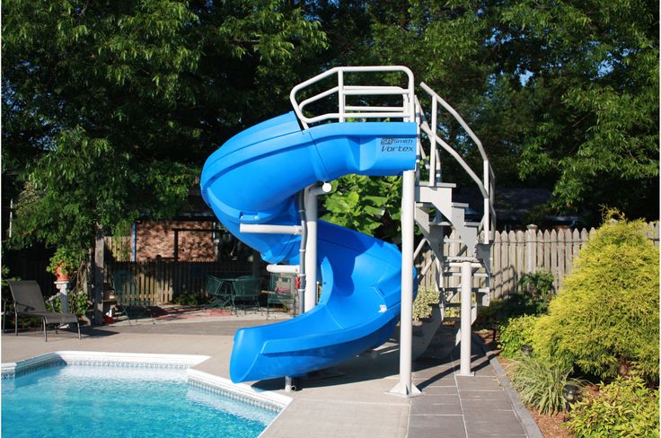 Vortex Inground Pool Slide Half And Staircase Blue Supplies Canada Above Ground Slides Water Inground Pool Slides Water Slide, Slide For Inground Pool Canada