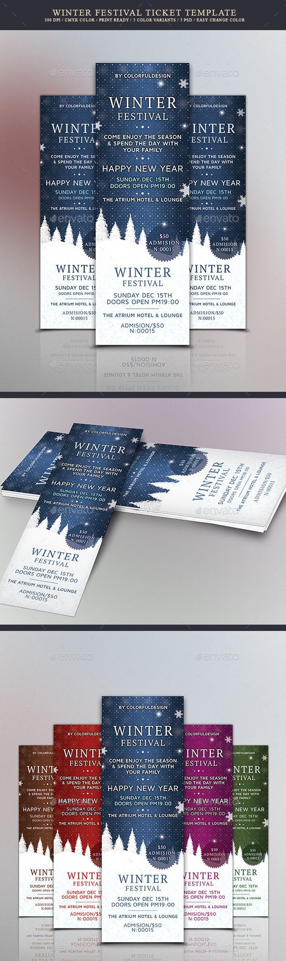 Winter Festival Ticket Template PSD. Download here: https://graphicriver.net/item/winter-festival-ticket-template/13783630?ref=ksioks
