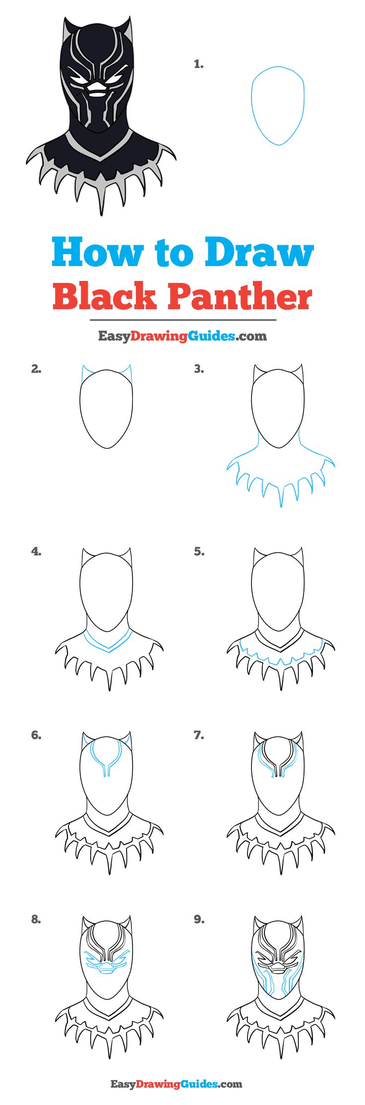 How to Draw the Black Panther - Really Easy Drawing Tutorial in 2020