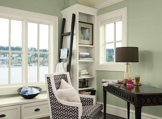 42 Best Home Office Color Inspiration Images On Pinterest Soothing Home Office E Tree Moss 508 Walls Mountain Peak White Trim Branchport Brown Accent Love The