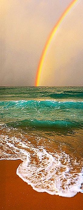 Image result for high tide and rainbows a fusion of sea and sky embracing the shore