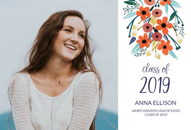 Orange Floral announcement template. Customize, add text and photos. Print, download, send online for free! #announcements #printable #diy #template #graduation