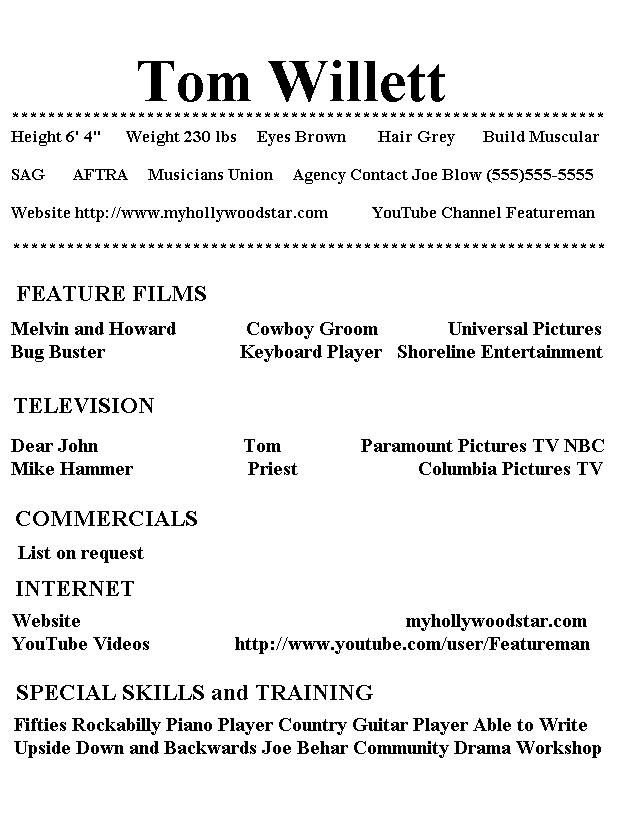 acting resume format