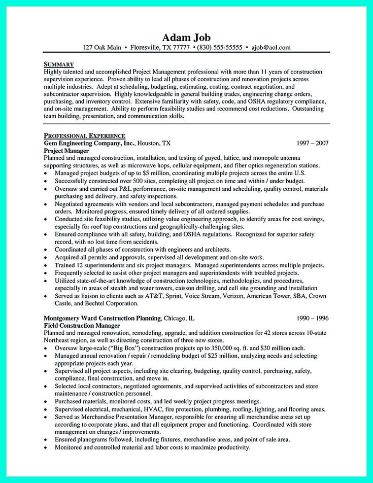 nice Simple Construction Superintendent Resume Example to Get Applied, Check more at http://snefci.org/simple-construction-superintendent-resume-example-get-applied