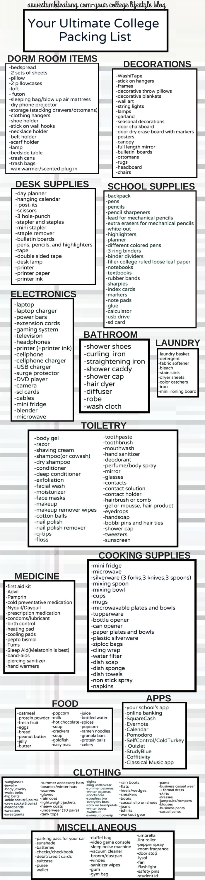 college packing list app