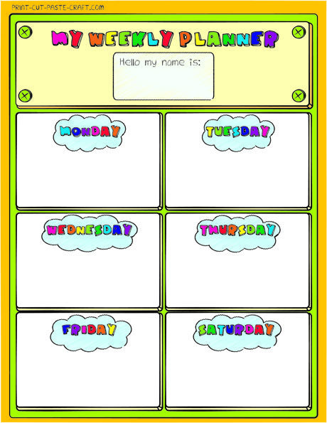 kids printable weekly planner kids calendar kids