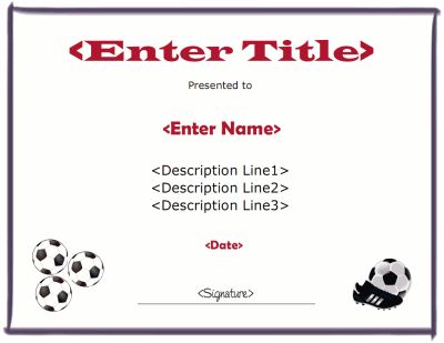 soccer certificates template