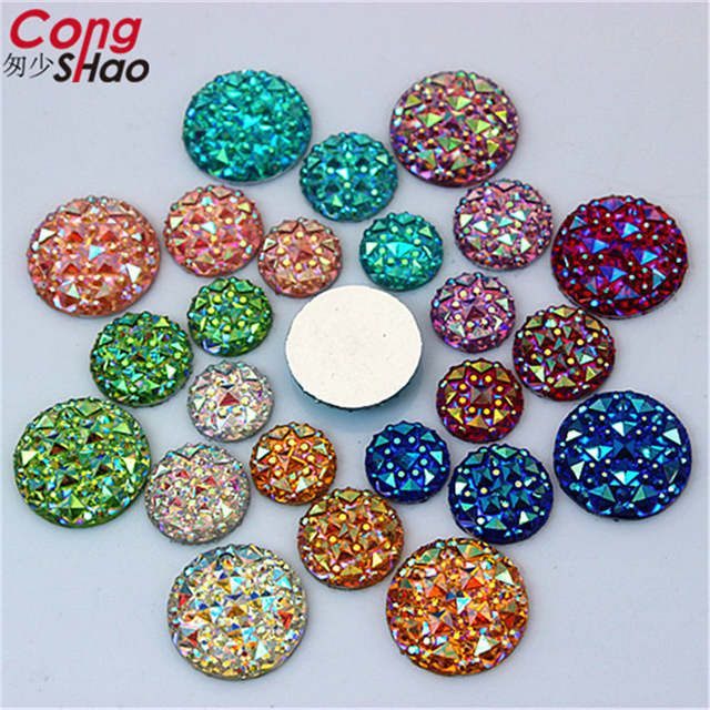 AB Flatback Resin Round Stone Beads Flatback Resin Rhinestone DIY Jewellery,Wedd