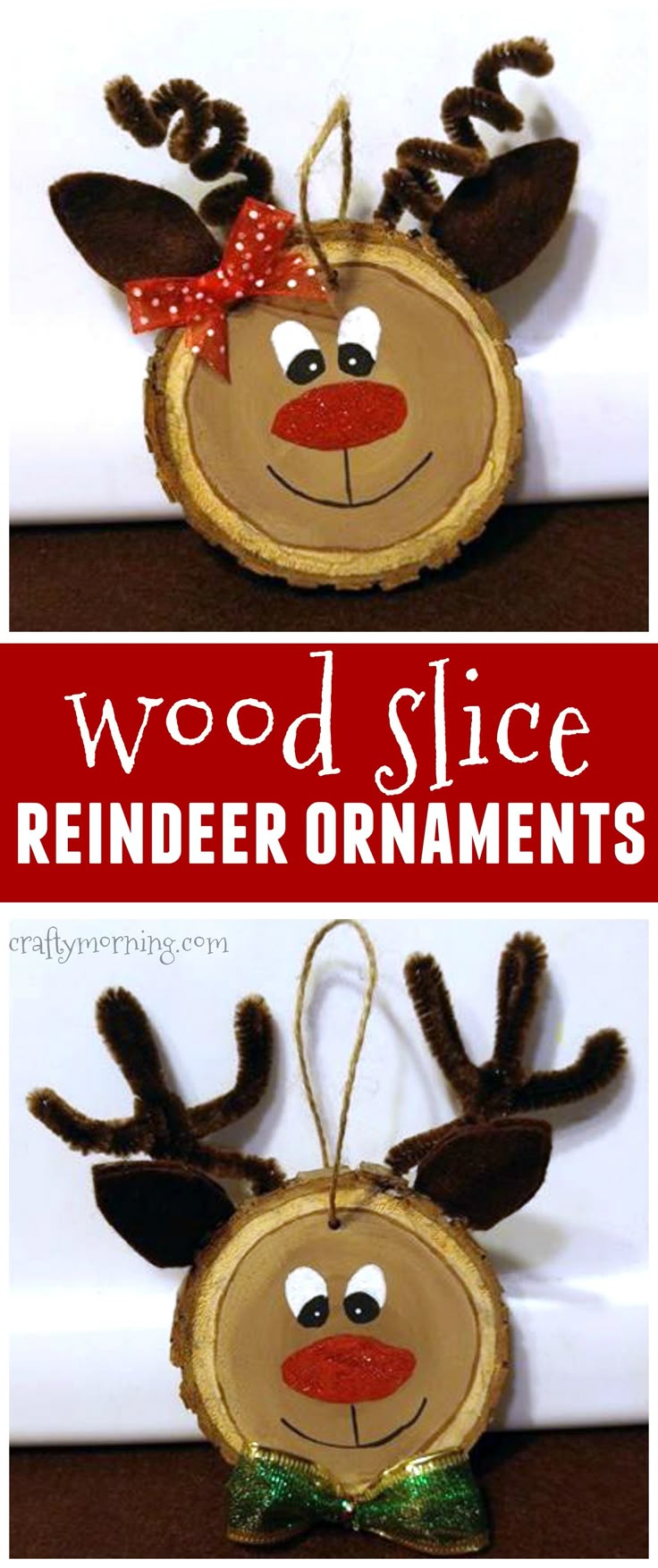 Wonderful Kids Christmas Craft Gift Ideas Part - 8: Wood Slice Reindeer Ornaments For A Kids Christmas Craft...these Would Make Cute